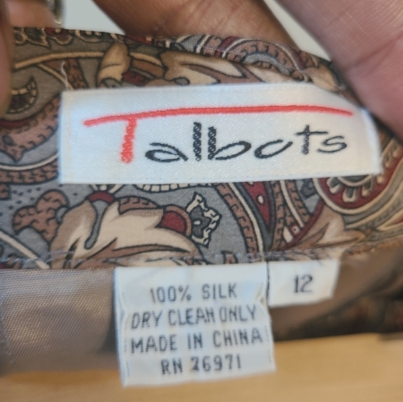 Talbots | Vintage Silk Paisley Print Midi Length Pencil Skirt (Size 12) - Picture 2 of 12
